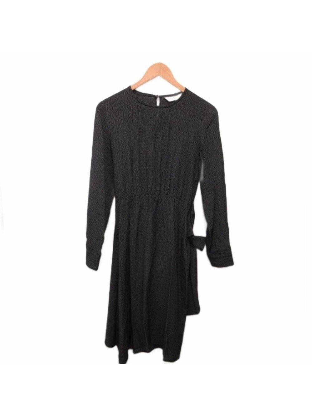 Max Mara White Tag Dress Hem Belt Dot Pattern Long Length Black